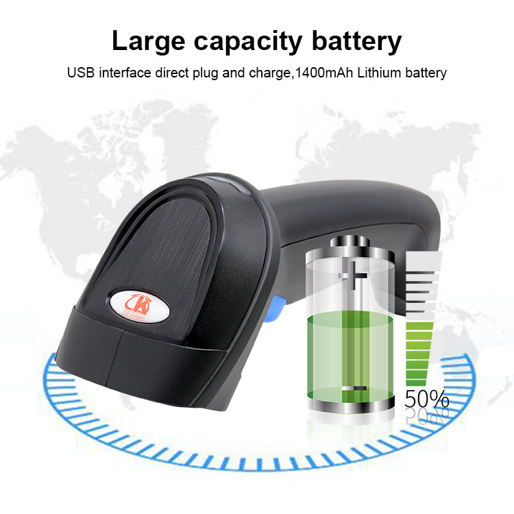 Bluetooth 2.4GHz Wireless Barcode Scanner 3-In-1 Connection 1D Laser Reader