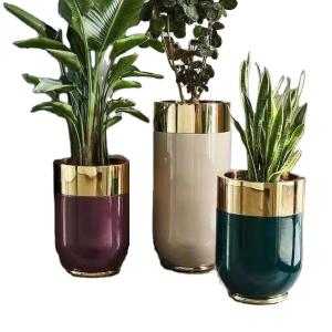 Wholesale Two colors matched flower pot metal flower planter from china suppliers