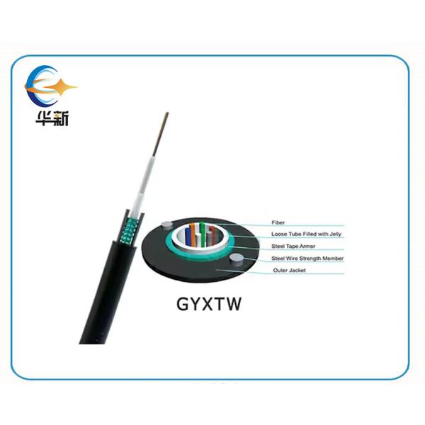 Outdoor Armored Singlemode Fiber Optic Cable with G652D Fiber HDPE Jacket GYXTW