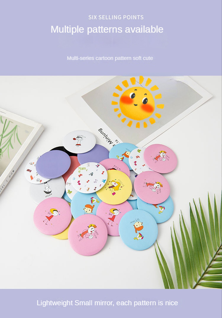 Portable Vanity Cosmetic Mirror Small Round Compact Light for Every Day