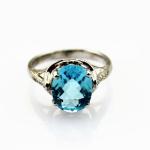 Fashion Jewelry 8mmx10mm Oval Blue Topaz Cubic Zircon 925 Silver Ring (R277)