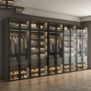 Wholesale 5M Luxury Italy Style Glass Door Wardrobe Closet In Bedroom Furniture from china suppliers