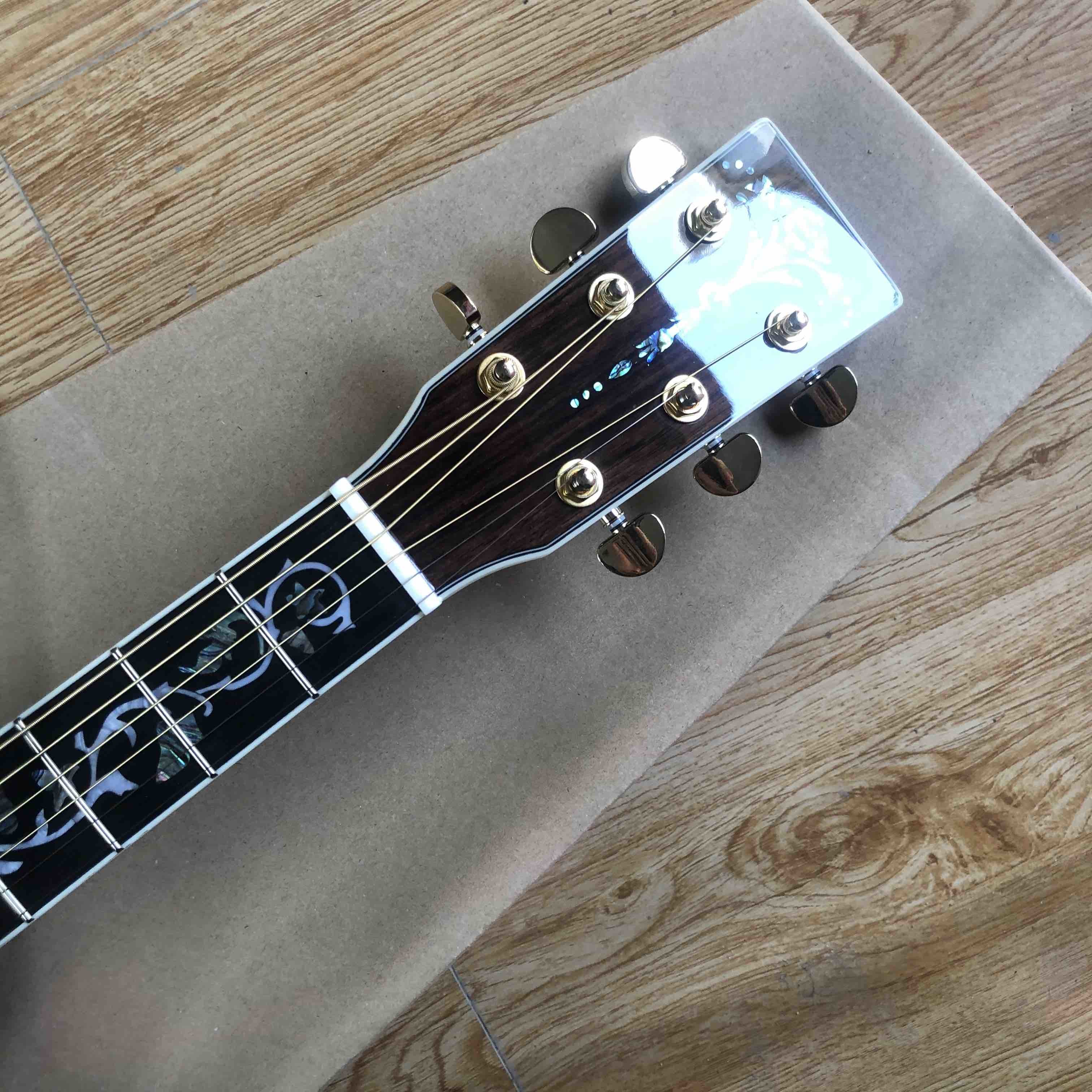 Custom Sunbrust Solid spruce top Tree Abalone inlays 41 inch 45D style acoustic guitar free shipping