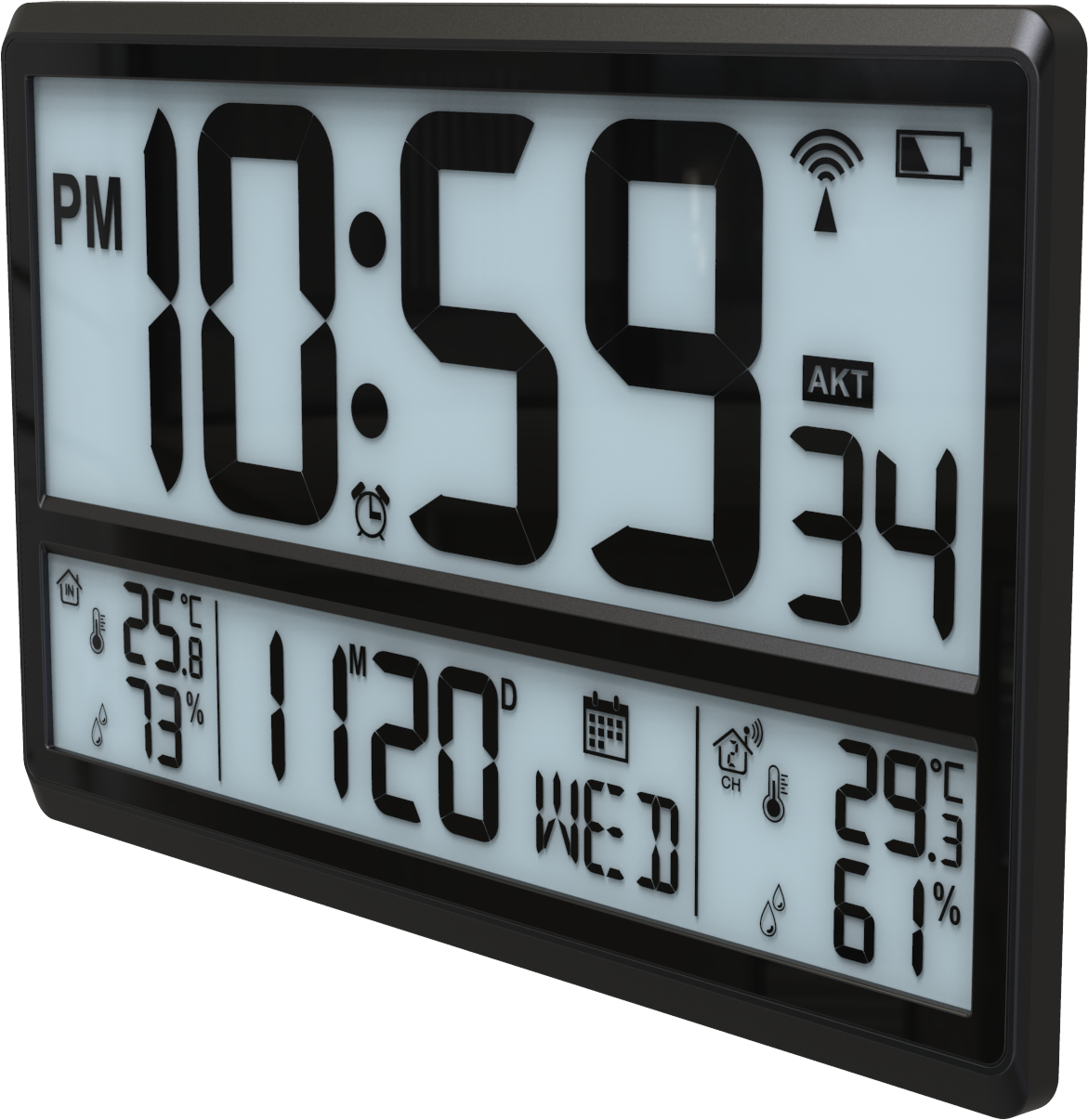 25mm Thick Plate Square Wall Clock with Large Display and Temperature Humidity Sensor