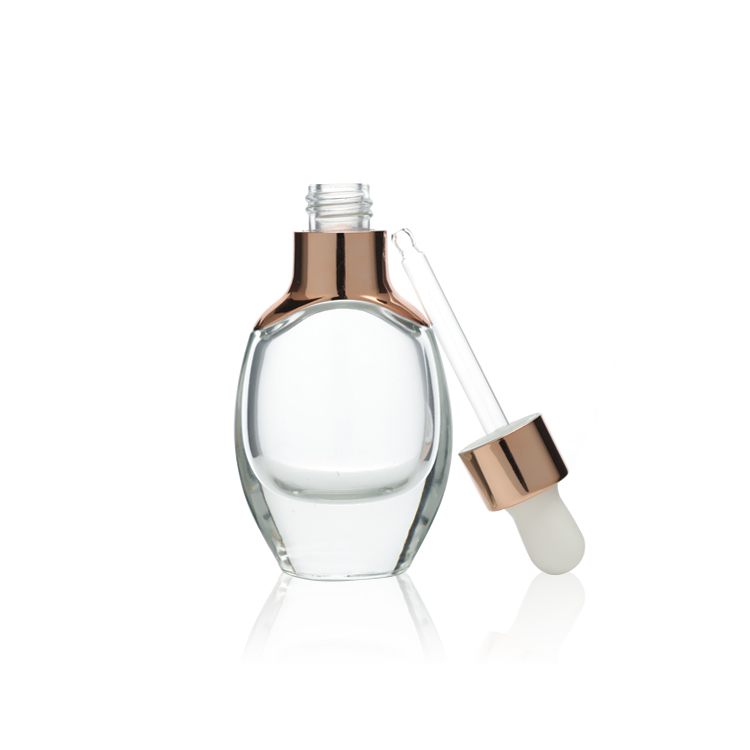 Luxury Empty 30ml Clear Dropper Bottles Logo Print Cosmetic Packaging