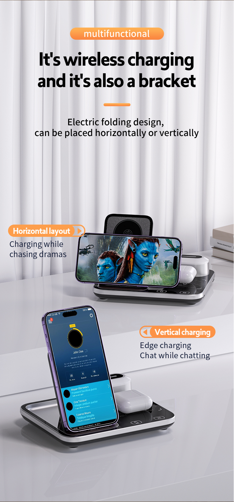 Private Mold Portable 3 in 1 Foldable Wireless Charger for Fast Magnetic Charging