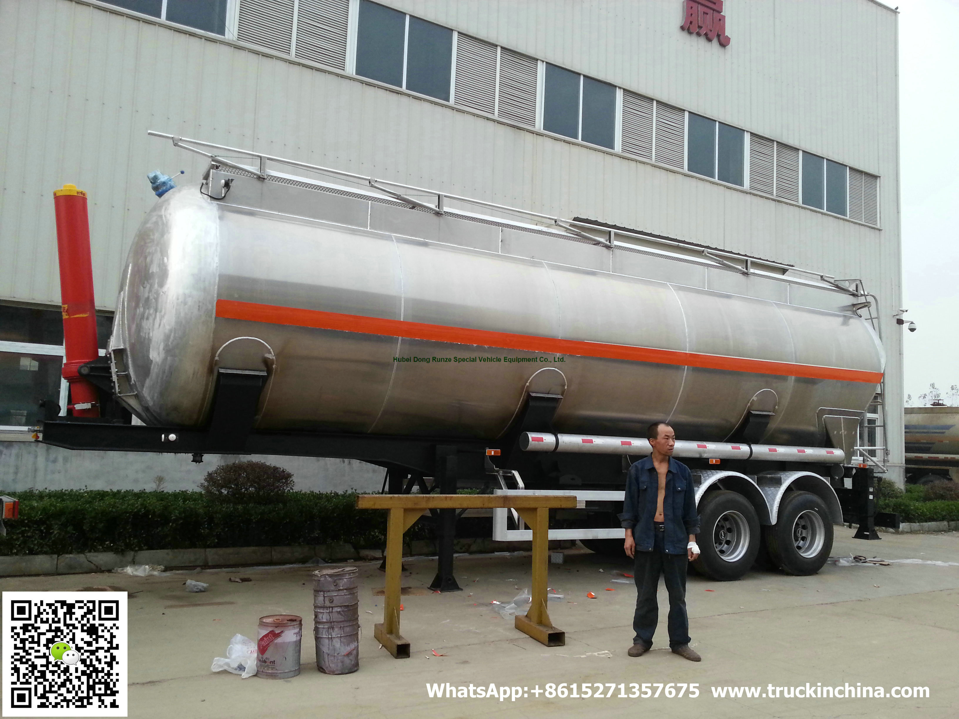 Aluminum Alloy Wheat Flour Bulk Tanker with Tipping Hydraulic Cylinder (6000USG-10000USG ）whApp:+8615271357675