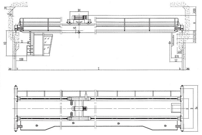 16 Tons Double Girder Overhead Crane Electric Hoist Travelling EOT Crane Warehouse