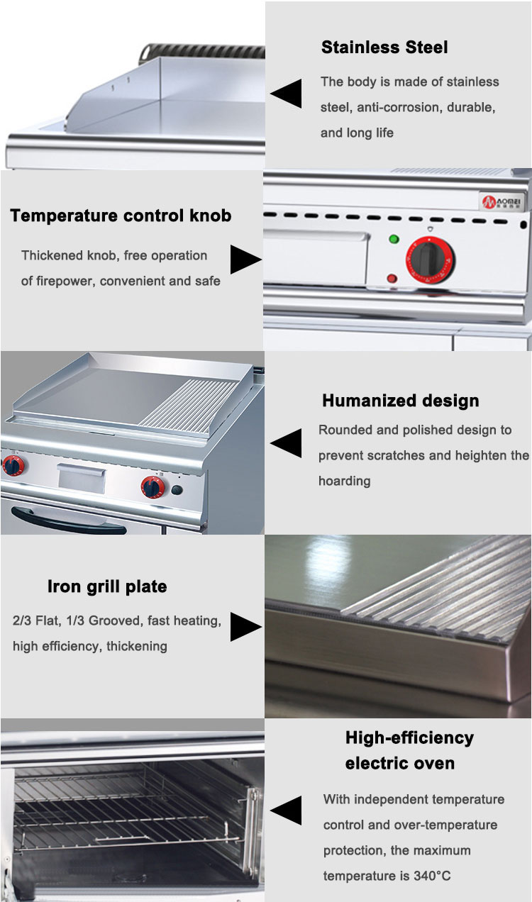 Commercial Gas Griddle Cooking Range with Stainless Steel Gas Oven Voltage LPG2800PA