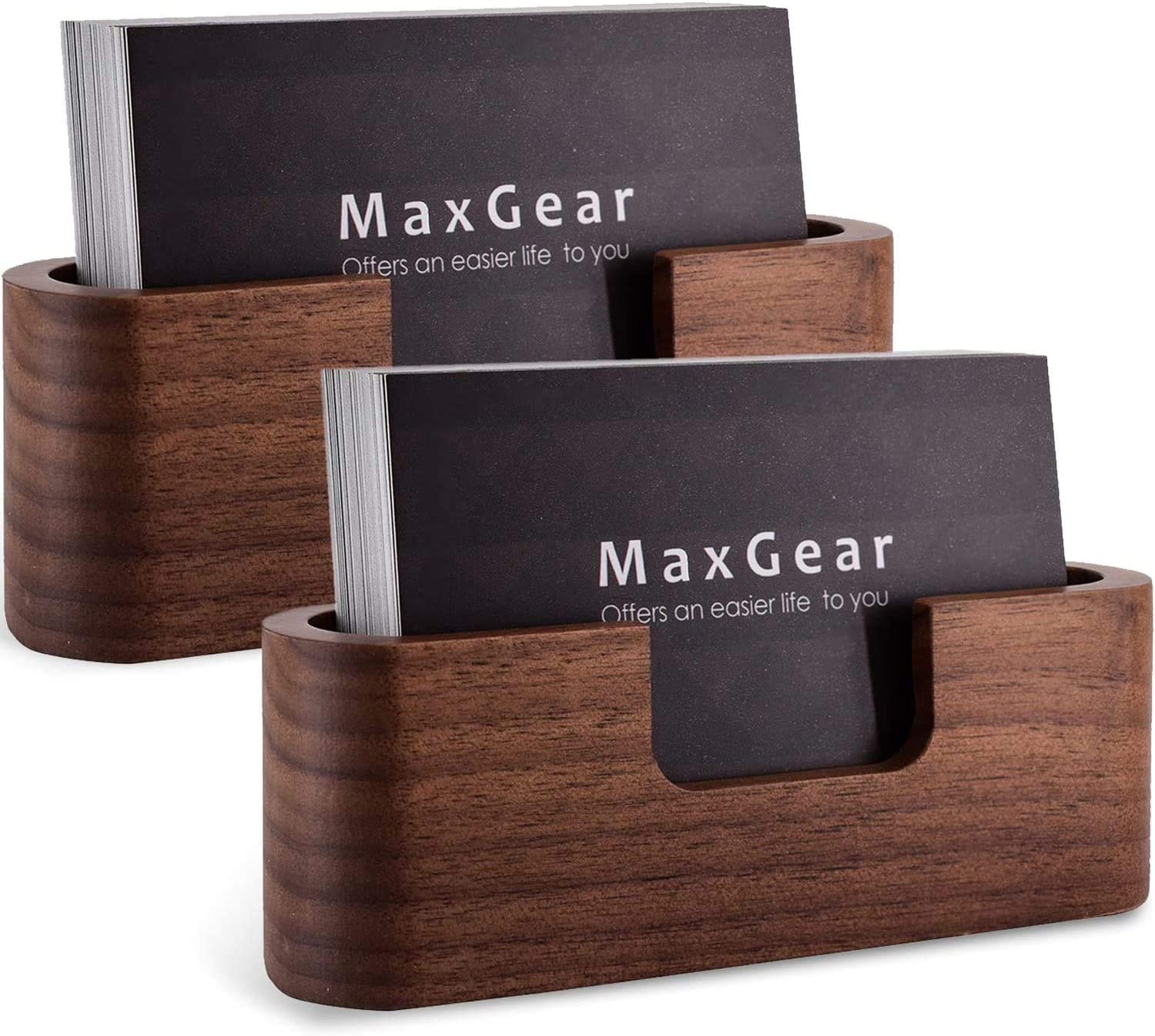 Natural Desktop Wooden Business Card Memo Holder Wooden Cards Storage Stand For Office Tabletop