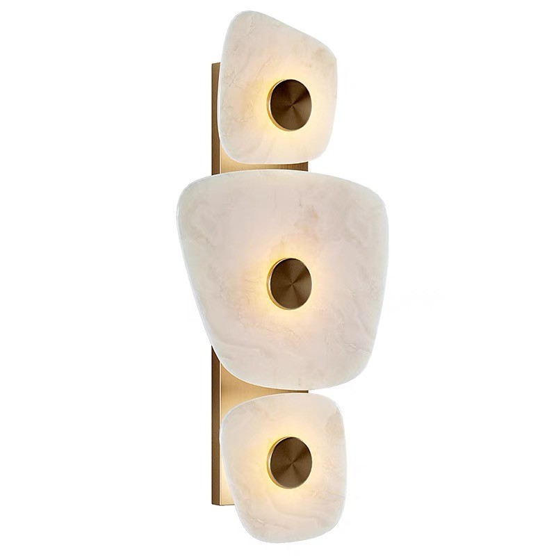 White marble led round and long and plating gold wall lamp for hotel