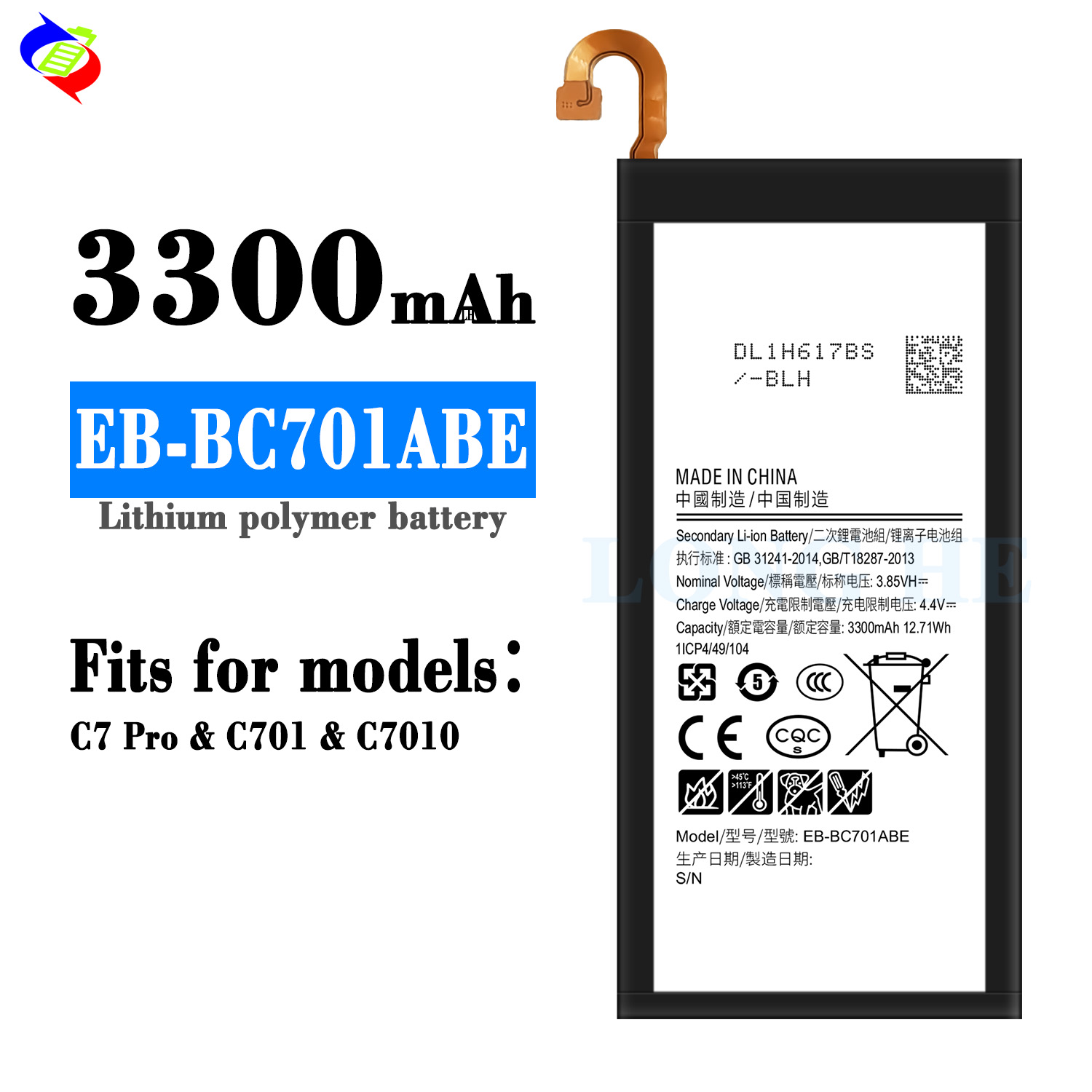 Original EB-BC701ABE Battery for Samsung C7PRO C701 500PCS MOQ and 3300mAh Capacity