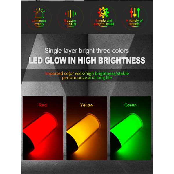 ABS Material Tower Indicator Light DC 24V RYG With Built-In Buzzer Long Lifespan Hours 70000
