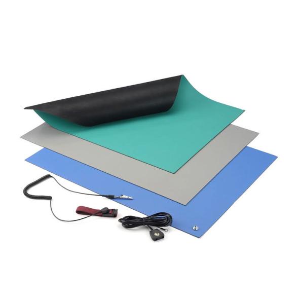 Acid And Alkali Resistant Blue Black Green Grey Vinyl ESD Mat 3 Layer Dissipativ
