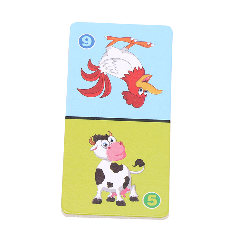 Cartoon Animal 4cm Wooden Domino Blocks Building Puzzle Toy