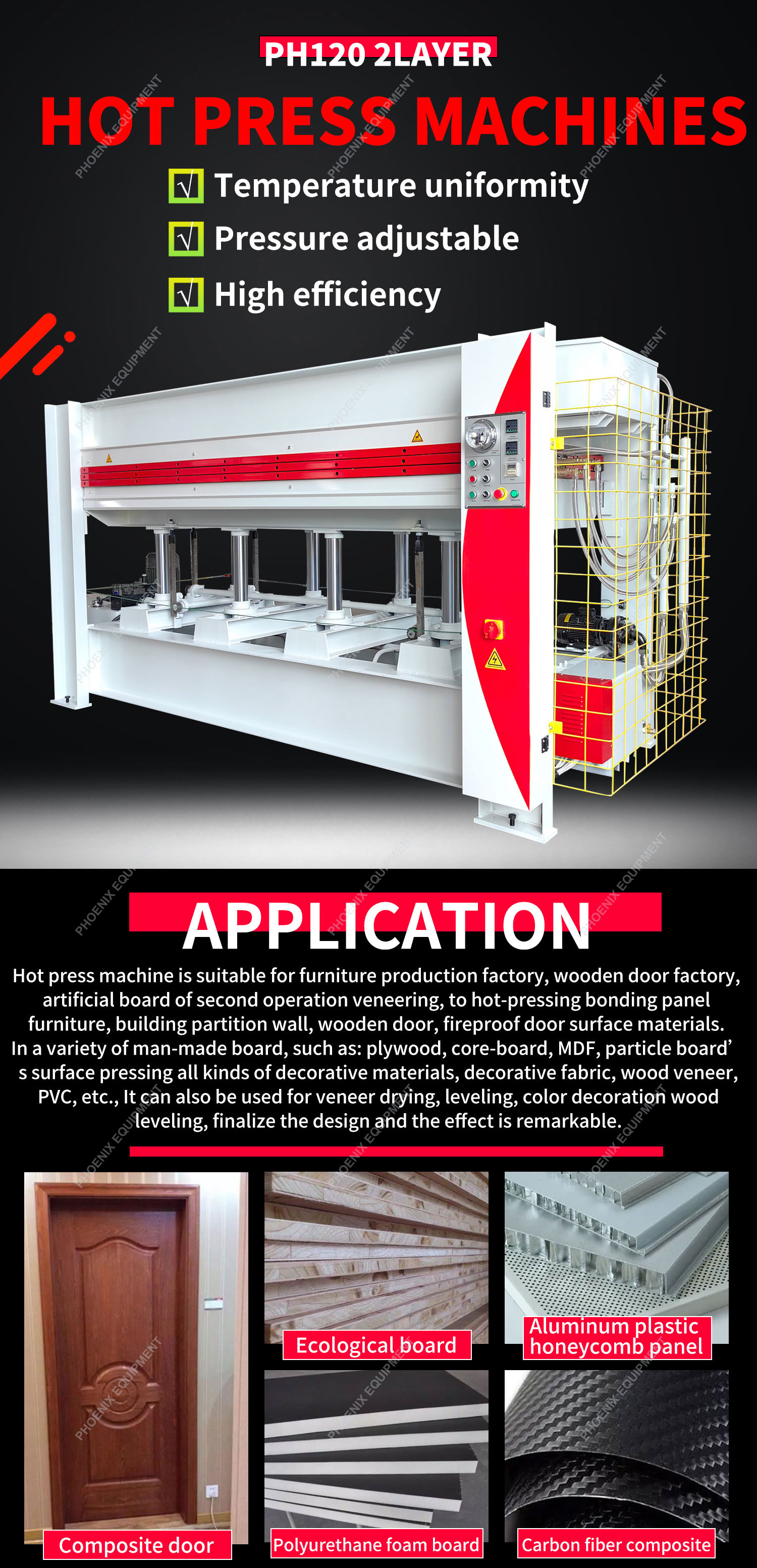 2-Layer 120 Ton Woodworking Hydraulic Hot Press with Electric Heating and Thermic Oil