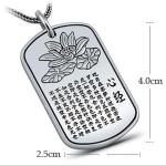 Sterling Silver Wheat Chain Engraved Chinse Word Women's Men's Dog Tag Necklace