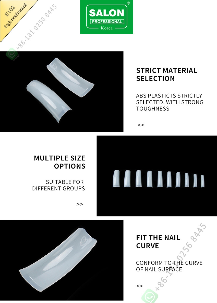 Full Cover Eagle Mouth Natural Soft Gel False Nails Designs Artificial Nail Tips