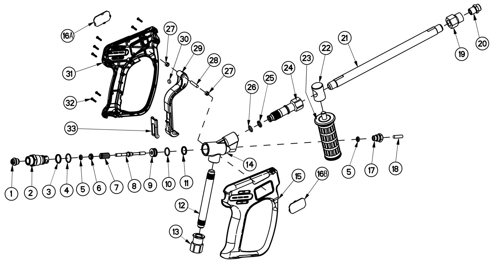 FLOWGUIDE triplex plunger pump pressure washing gun