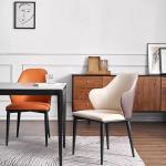 Customizable Pu Leather Dining Chairs Painted Metal Legs Luxurious Dining Chair