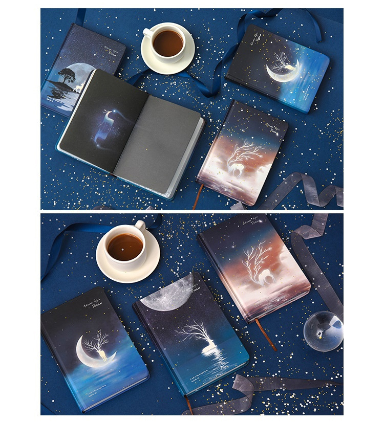 Customized Logo 2022 Creative Luminous Deer Hardback Stationery Gift Notebook Diary Set