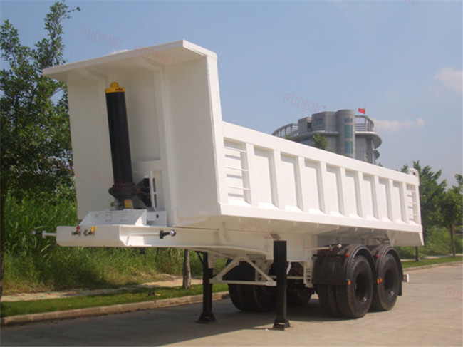 Transport Sand Stone Coal Dump Trailer Truck 3 Axles 80 Tons In Blue And Red