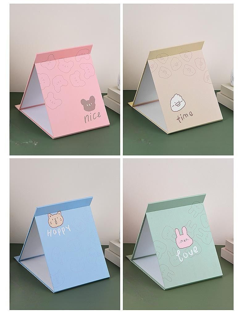 Foldable Heart Shaped Makeup Travel Vanity Mirror Paper Bag Packing for Easy Cosmetic