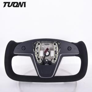 Wholesale OEM Black Alcantara Tesla Carbon Fiber Steering Wheel Sports Style from china suppliers