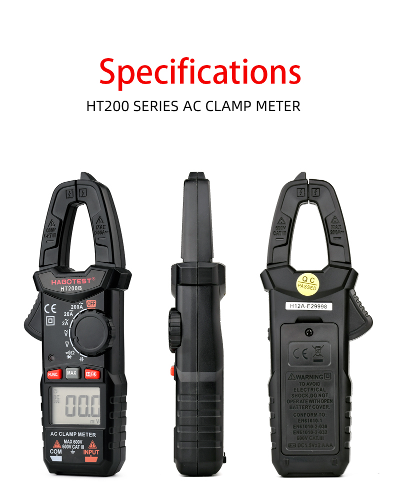 2000 Counts Auto Range 200A 2000uF Digital Clamp Meters