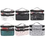 White Marble Double Layer Travel PU Leather Cosmetic Cases