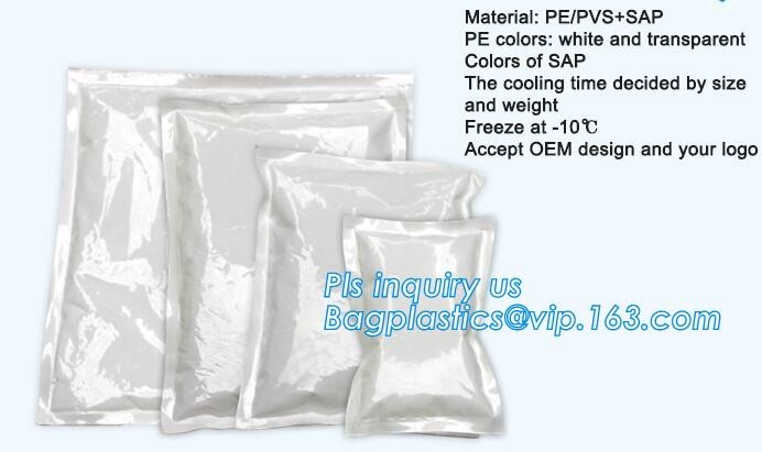 breastmilk lunch bag cooler plastic reusable ice pack, 250g gel water injection ice bag for fresh food, oem water inject