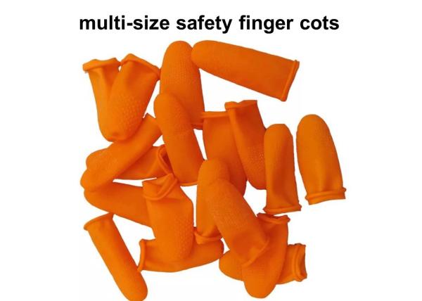 Orange Multi size latex finger cots dotted finger gloves Anti Slip finger coat