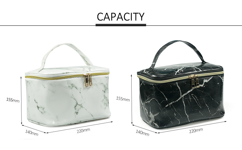 Cylinder Bucket Large Capacity Travel PU Leather Toiletry Bag Case
