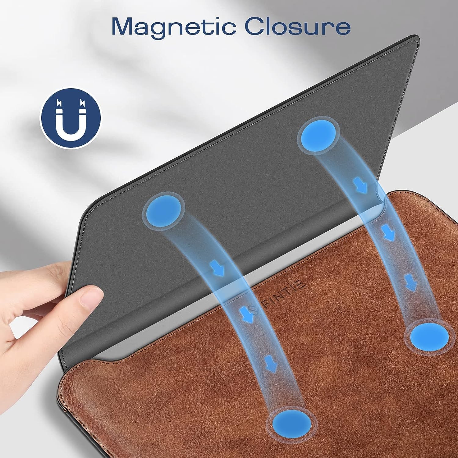 Laptop case MacBook Air 13.6M3 M2 A3113 A2681/MacBook Pro 14 A2992-PU Leather thin bag cover with stand function, brown