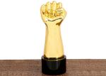 Fist Shape Resin Trophy Cup Gold Electroplated For Outstanding Staff / Employees