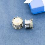 Faux Opal Stretched Ear Plugs Tunnel Earrings Flower 10mm 304 Steel
