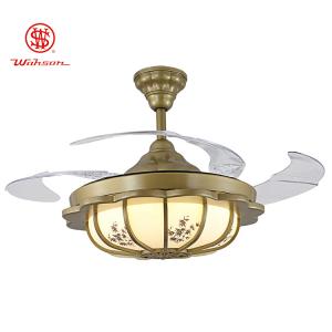 Wholesale 4 Acrylic Invisible Blades 5250lm Modern Retractable Ceiling Fan Light 220v from china suppliers
