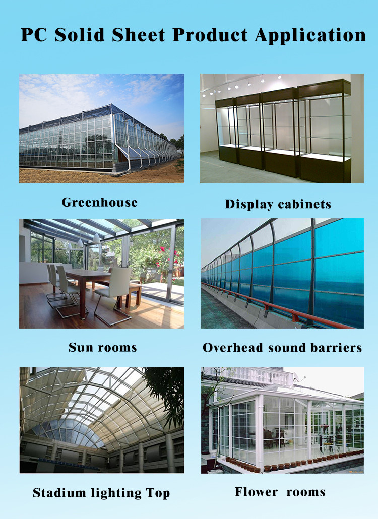 High Quality Factory Outlet 8mm Solid Polycarbonate Sheet Heat Resistance For Greenhouse Plastic Sheet