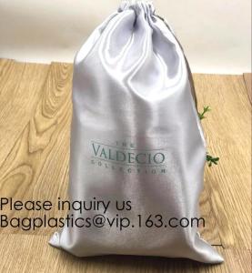 Wholesale Satin Cosmetic Bag With Printing,Silver Satin Hair Collection Bag,Drawstring bag For Hair Packaging Dust Bag For Shoe from china suppliers