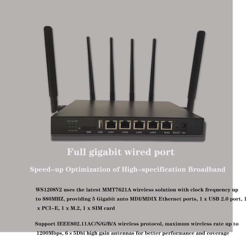 WS1208 5G Wifi Routers 12V DC 1200Mbps Support IEEE802.11AC