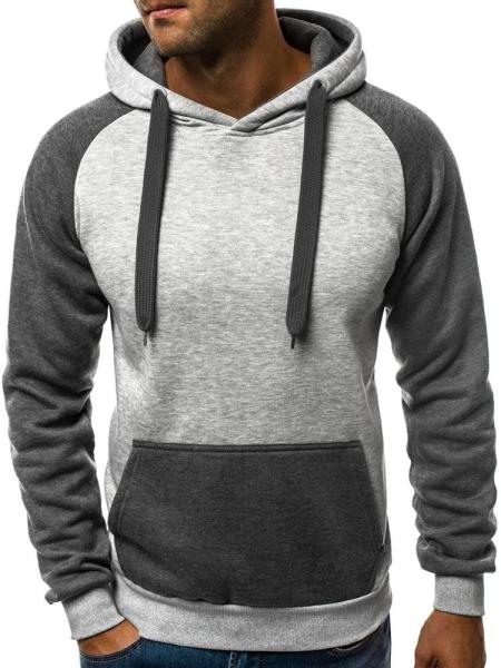 Winter Long Sleeve 60 Cotton 40 Acrylic Hooded Standard Color Block Pocket Slim