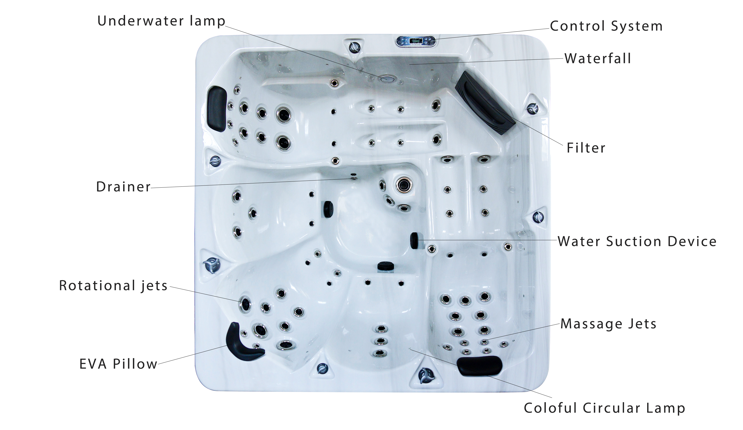 American Style Air Jets Whirlpool Bathtub Massage Hot Tub With Waterfall