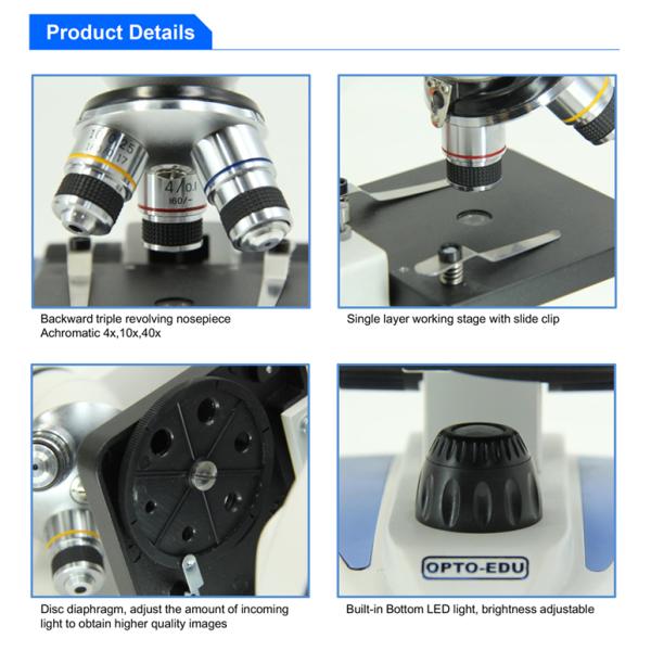 Light 40x Eyepiece Lens Monocular Compound Optical Microscope