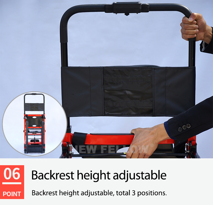 Red Color Portable Electric Stair Climbing Wheelchair Lift Heavy Duty Flat Free Wheels