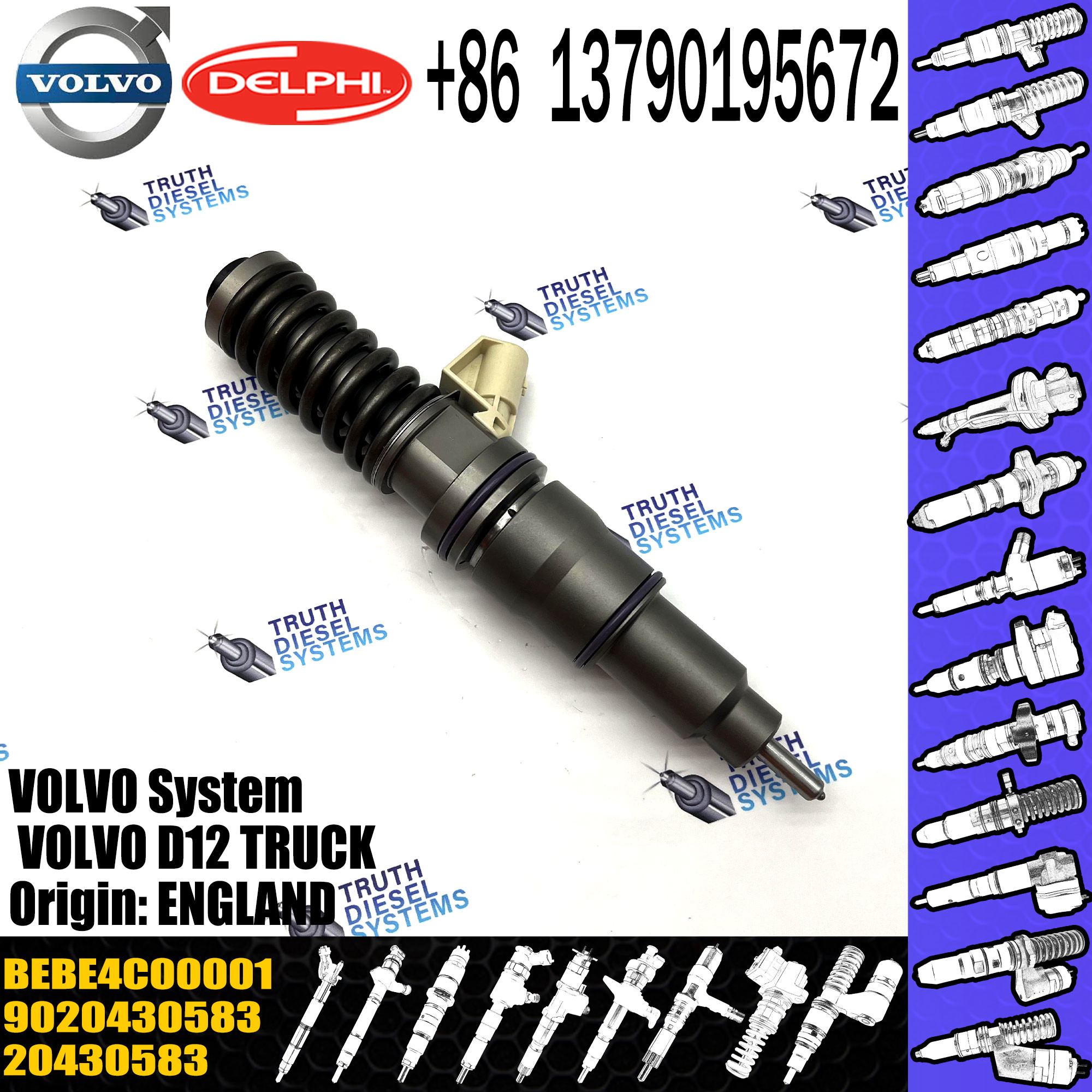 common rail injector 20430583 BEBE4C00001For Renualt injector for VOL FH12 FM12 D12D diesel fuel injector 20430583
