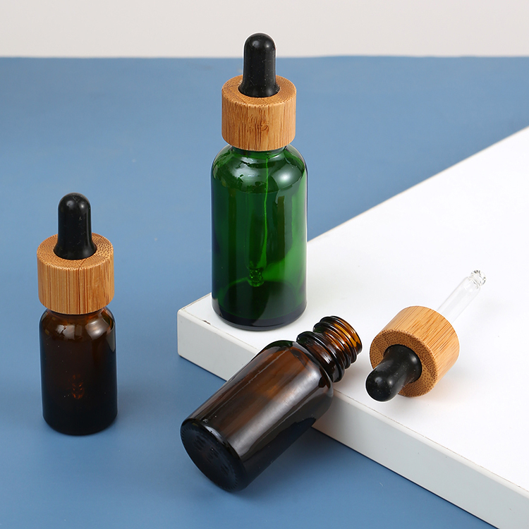 Essential Oil Frosted Bamboo Dropper Glass Bottle in 1oz 2oz 5ml 15ml 30ml with Easy and Cosmetic Serum Box