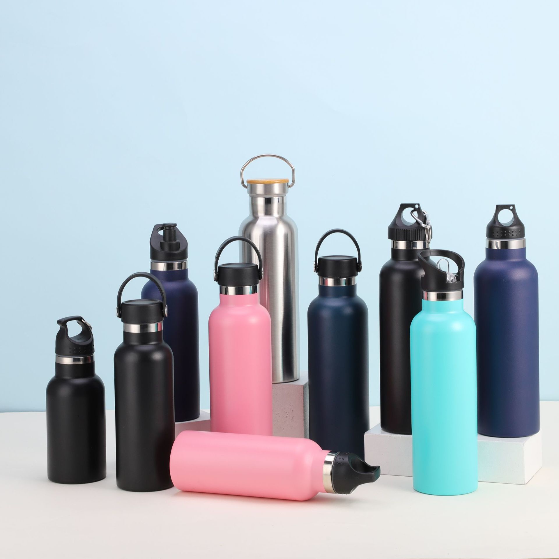 20oz Aluminum Water Bottles Bulk Reusable Water Bottles Lightweight Leak Proof Aluminum Sports With Twist Cap Buckle For Gym Hiking Cycling Camping