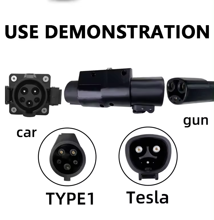 Black 7KW 32 Amp T To J1772 Charging Adapter NACS Connector Socket Switch Adapter EV Charger Converter with SAE plug