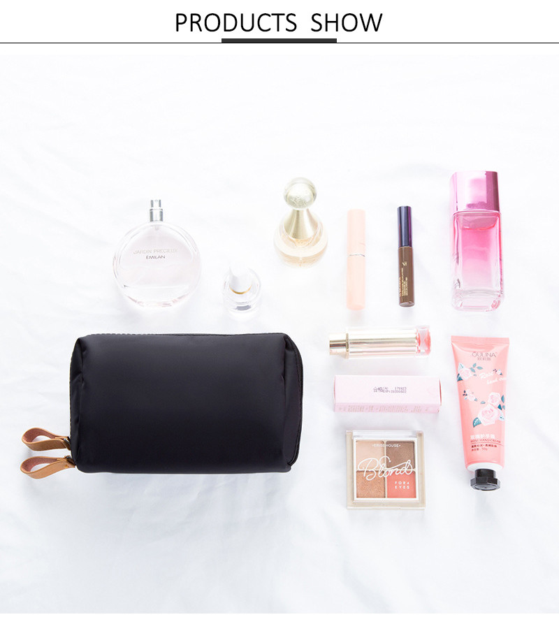 Women Blank Zipper Closure Satin Cosmetic Makeup Bag