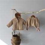 Girls Two Piece Loose Fitting Winter Coats Light Brown Solid Color Coat ODM